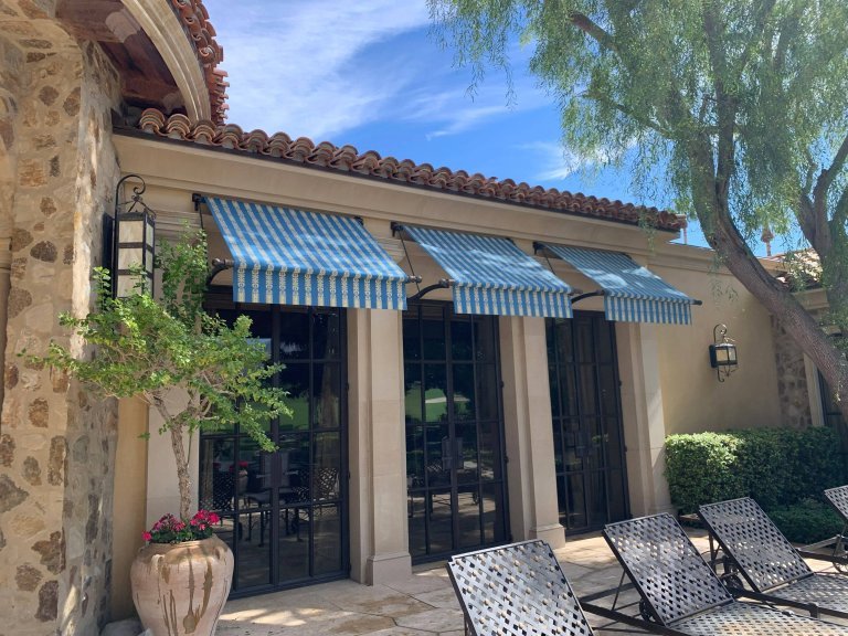Showcases 9 Custom Printed Open End Awnings in Indian Wells | Indian Wells, CA | Van Nuys Awning | Indian Wells