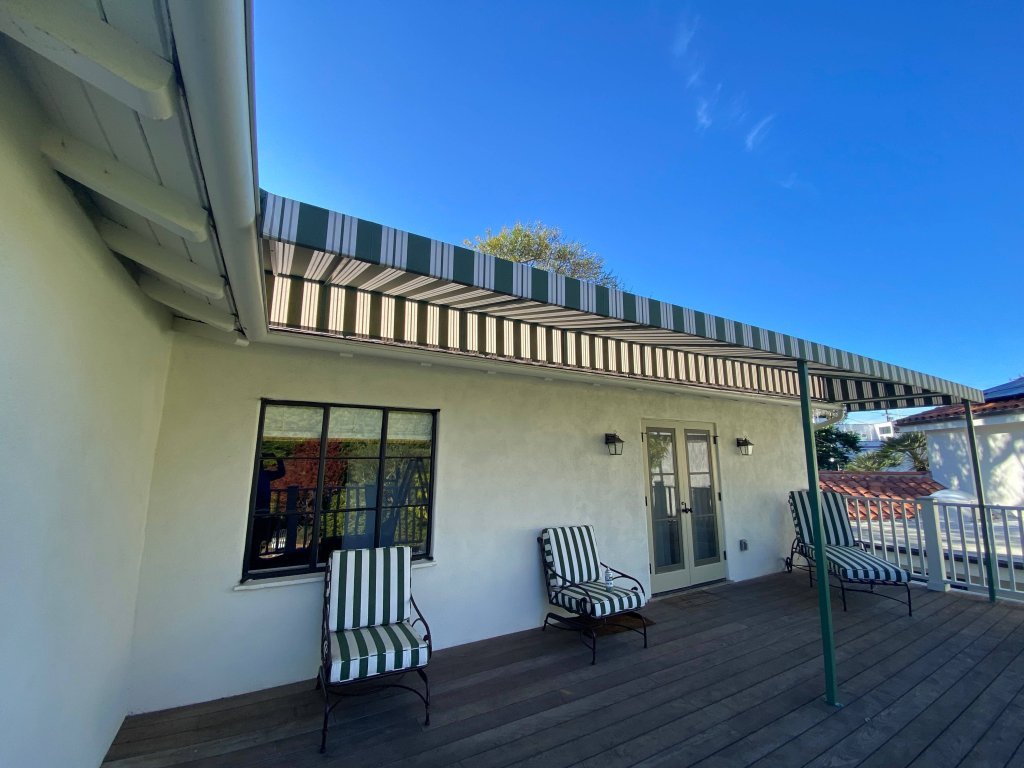 Roof Mount Closed End Awnings with Posts and Traverse Drapes | Toluca Lake, CA | Van Nuys Awning | Toluca Lake