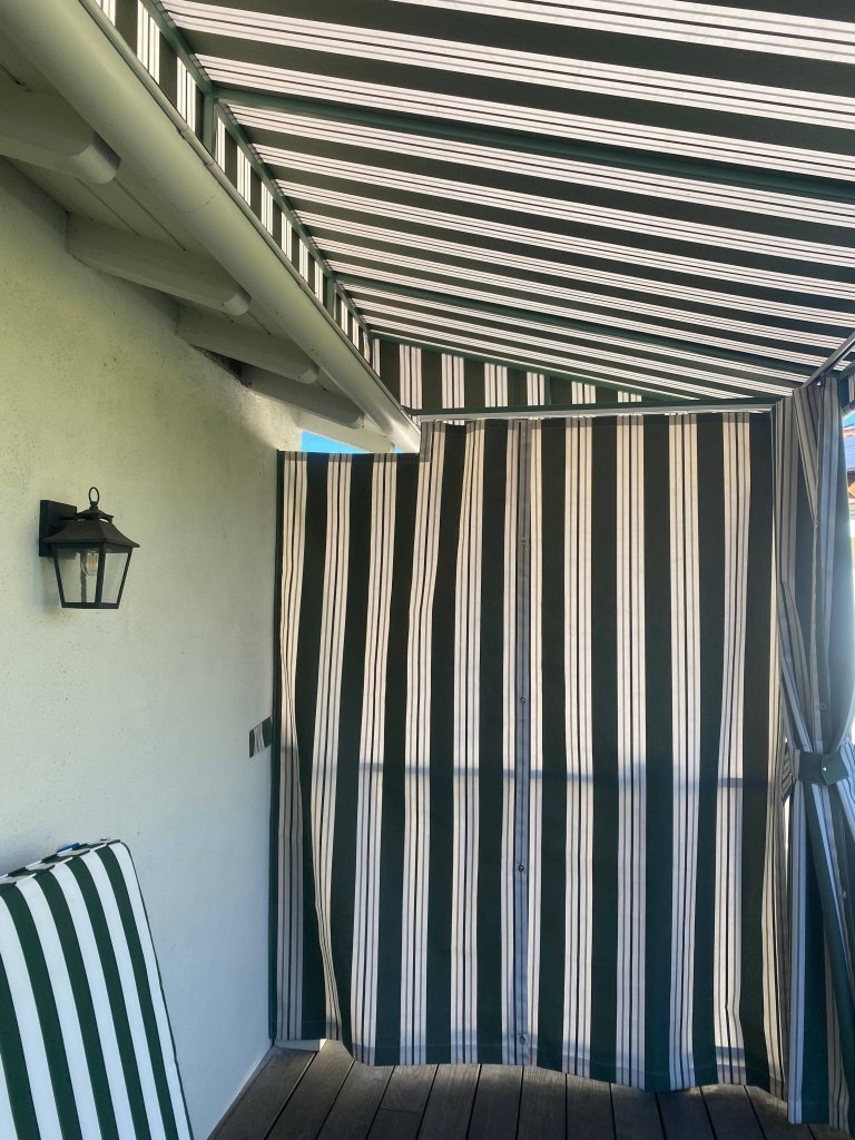 Roof Mount Closed End Awnings with Posts and Traverse Drapes | Toluca Lake, CA | Van Nuys Awning | Toluca Lake